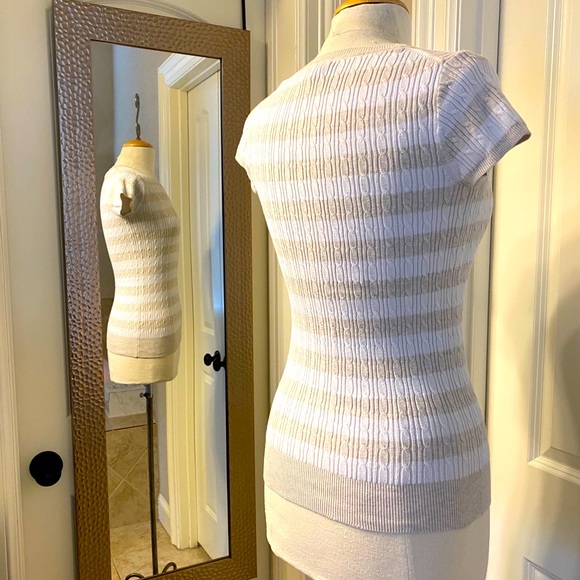 Gap Short Sleeved Cable Knit Striped Sweater - Picture 3 of 6